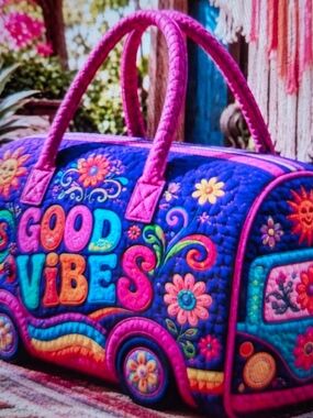 Source Unknown Quilted Duffel Bag - Pink & Purple